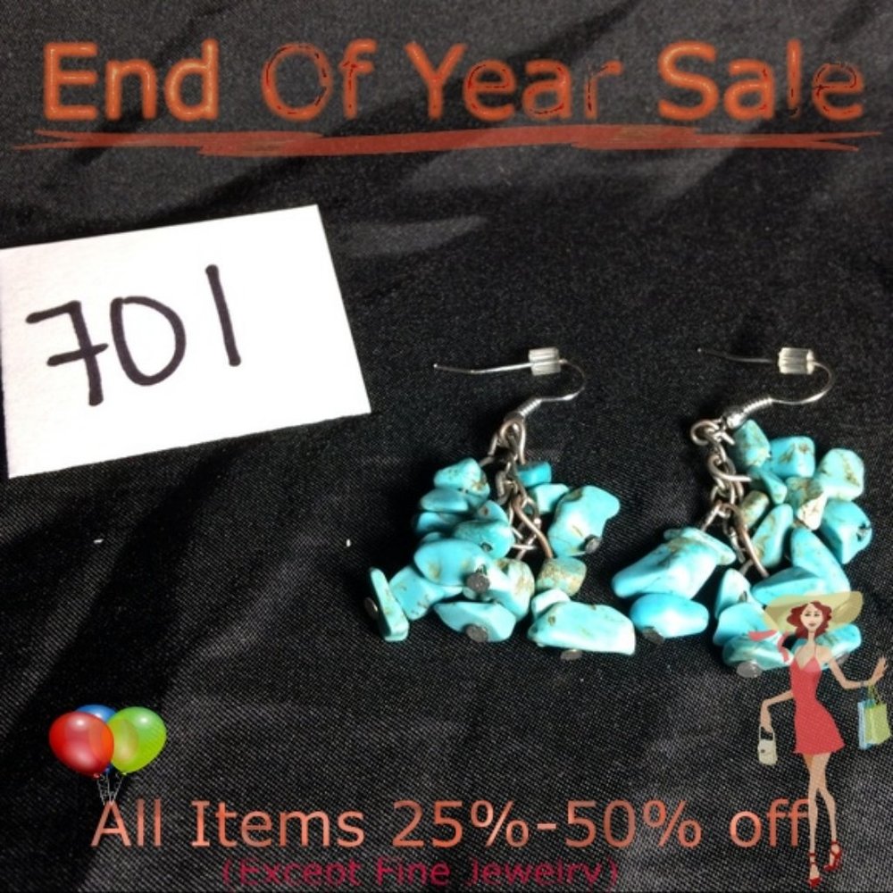 Turquoise chip dangle earrings